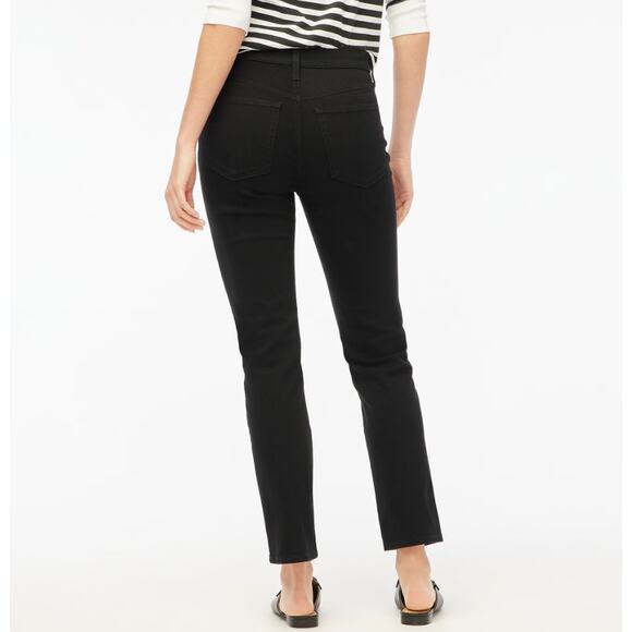 J.Crew Essential Straight Jeans WMNS 27 Black Mid-Rise All-Day Stretch Zip Fly - Picture 2 of 8